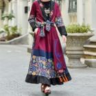 Set: Long-sleeve Floral Top + Skirt