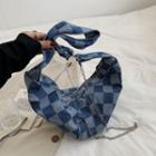 Denim Plaid Print Crossbody Bag Blue - One Size