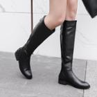 Genuine Leather Back Zipper Knee-high Boots