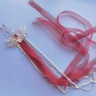 Faux Pearl Ribbon Faux Pearl Hair Stick Gold & Red & White - One Size