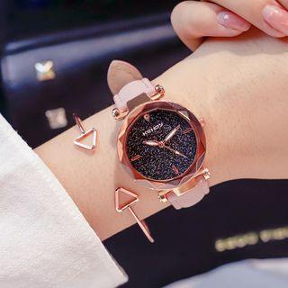 Set: Starry Strap Watch + Triangle Accent Bangle