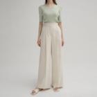 Pintuck Tab-waist Wide-leg Pants
