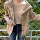 Sailor-collar Contrast-trim Wool Blend Cardigan
