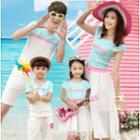 Family Matching Set: Short-sleeve Striped T-shirt + Shorts / Short-sleeve A-line Dress