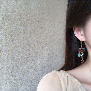 Non-matching Geometric Dangle Earring 1 Pair - One Size