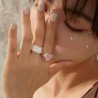 Rhinestone / Melted Sterling Silver Open Ring