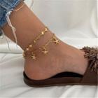 Alloy Disc Starfish Layered Anklet Gold - One Size