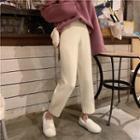 Knit Straight Leg Pants Beige - One Size