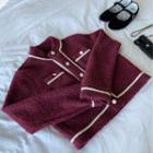 Contrast-trim Boucle Knit Cardigan