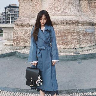 Tie-front Long Trench Coat