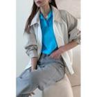 Collared Two-tone Blouson Jacket