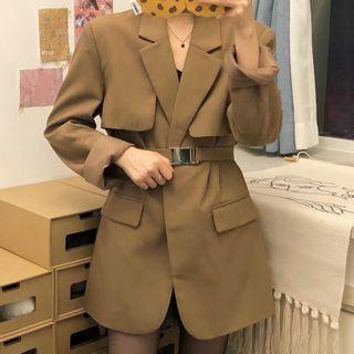 Tie Neck Trench Coat Coffee - One Size