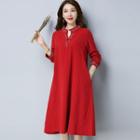 Long-sleeve Traditional Chinese Midi A-line Dress