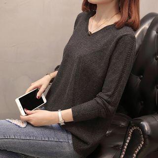 Long-sleeve Button-back Knit Top
