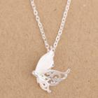 925 Sterling Silver Perforated Butterfly Pendant Necklace With Necklace - Silver - One Size