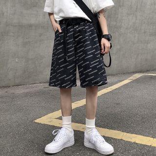 Lettering High Waist Wide Leg Shorts