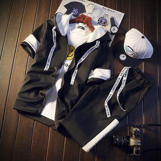Set: Hooded Short-sleeve Jacket + Sweatpants