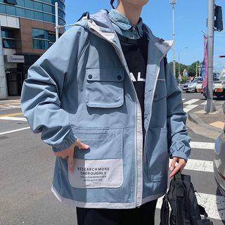 Hooded Color Block Utility Jacket