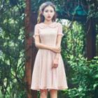 Short-sleeve Dotted Ruffled Dress