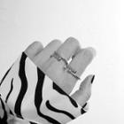 Stainless Steel Ribbed Open Ring 1 Piece - Silver - One Size