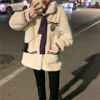 Striped Embroidered Shearling Coat As Shown In Figure - One Size