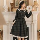 Plaid Bow Midi A-line Dress