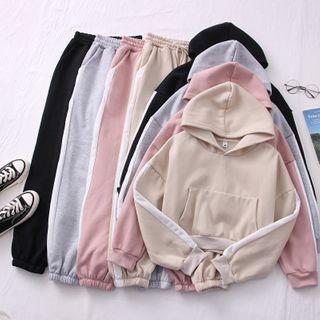 Set: Brushed Hooded Sweatshirt + Drawcord Jogger Pants