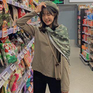 Scarf Panel Long-sleeve T-shirt