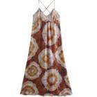 Strappy Tie-dye Lace Trim Midi A-line Dress