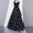 Sequined Star Sleeveless Ball Gown