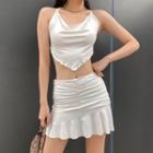 Asymmetrical Camisole Top / Mini Skirt / Set