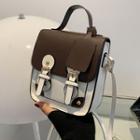 Two-tone Faux Leather Satchel Crossbody Bag