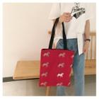 Animal Print Canvas Shopper Bag Zebra - Red - One Size