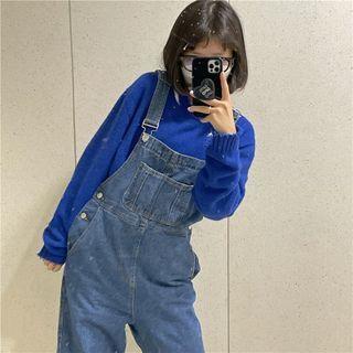 Wide Leg Denim Dungaree Pants