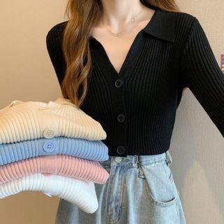 Plain Collar Cardigan