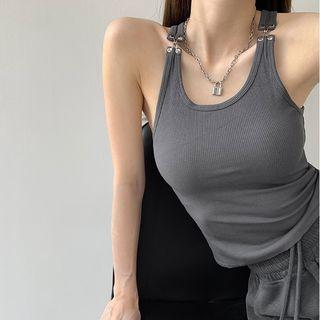 Strap-details Crop Tank Top In 5 Colors