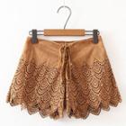 Perforated Faux Suede Shorts
