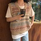 Patterned Knit Vest / Short-sleeve T-shirt