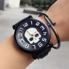 Skull Print Oversized Strap Watch