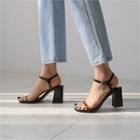 Ankle-strap Patent Kitten-heel Sandals