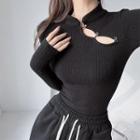 Frog-button Skinny Crop T-shirt In 5 Colors