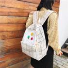 Canvas Plaid Zip Backpack
