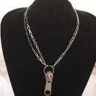 Zip Pendant Necklace 1 Pc - Silver - One Size