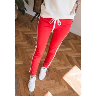 Drawstring-waist Contrast-trim Pants