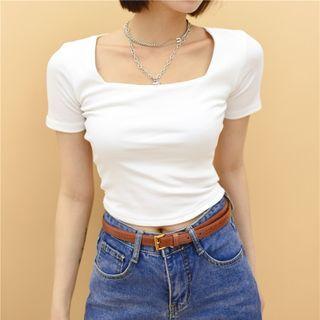 Skinny Square-neck Crop T-shirt