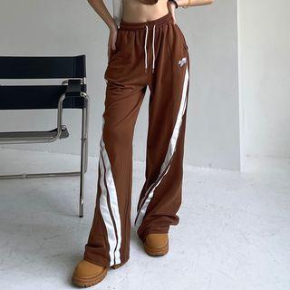 High-waist Two-tone Straight Leg Sweatpants