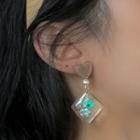 Heart Square Dangle Earring 1 Pair - 2006a - Green & Pink - One Size
