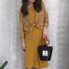 Set: Plain Shirt + Sleeveless Midi Dress Yellow - One Size