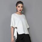 Elbow-sleeve Side-strap Top