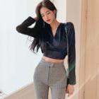 Set: Cropped Blouse + Houndstooth Skinny Pants